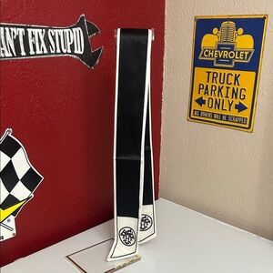 Black and White Purse Scarf with Logo